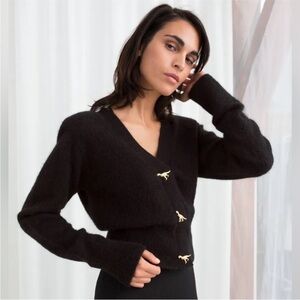 & Other Stories Black Cardigan with Gold Buttons